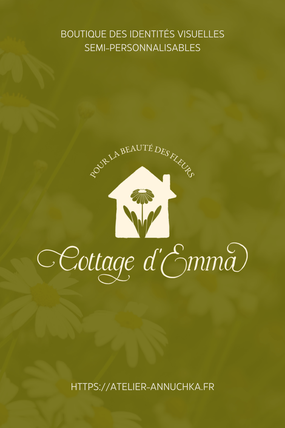 Cottage d'Emma - Epingle Pinterest 1 Cottage d'Emma identité visuelle semi-personnalisable rustique cottagecore par Atelier Annuchka
