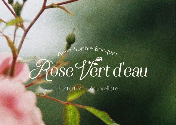 Rose Vert d'eau - Identité visuelle Illustratrice et aquarelliste botanique