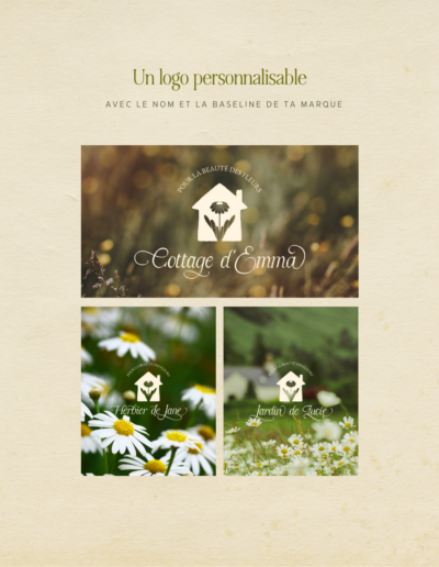 Identité visuelle semi-personnalisée boutique en ligne Cottage d'Emma